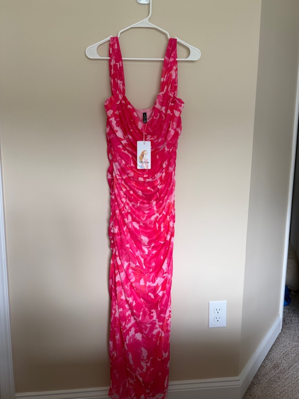Pink Patterned Sleeveless Maxi Dress
